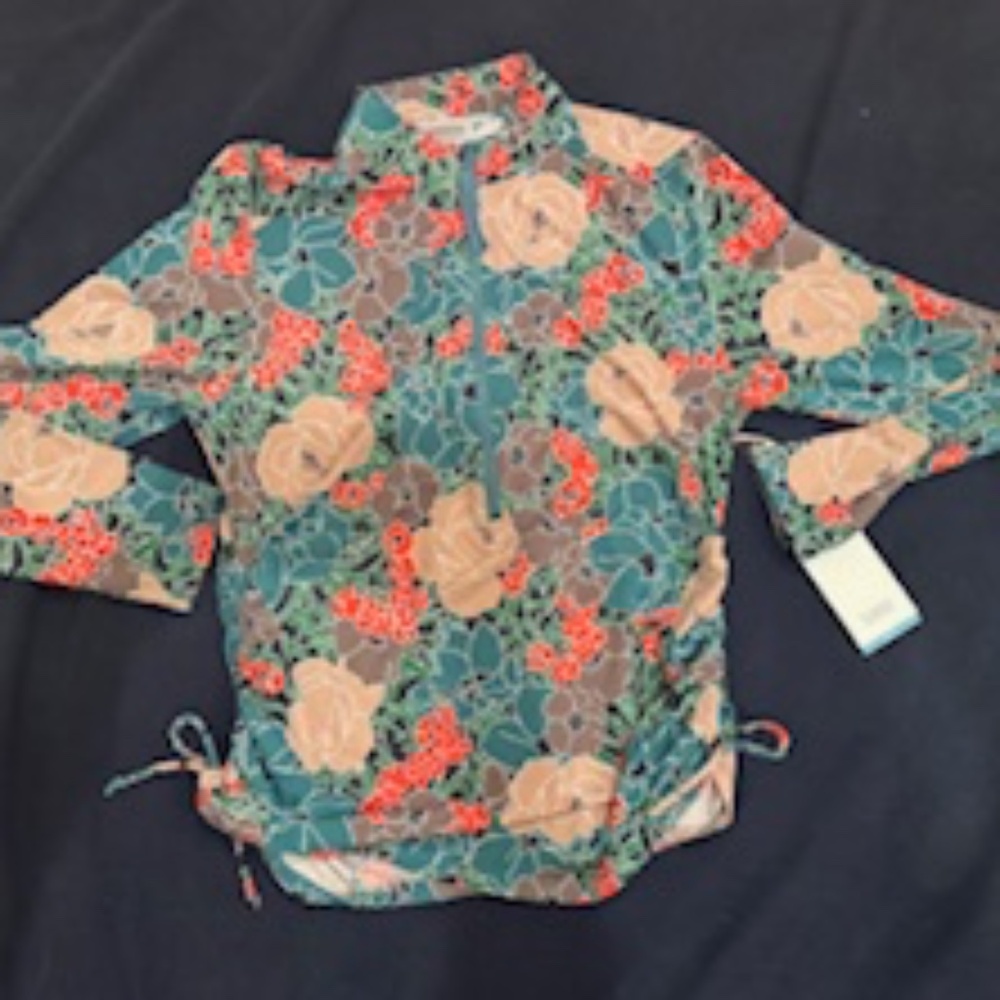 NEW WITH TAGS!  Carve Designs Cruz Long-Sleeve Rashguard in Jardin, Large $60 - Picture 2 of 6